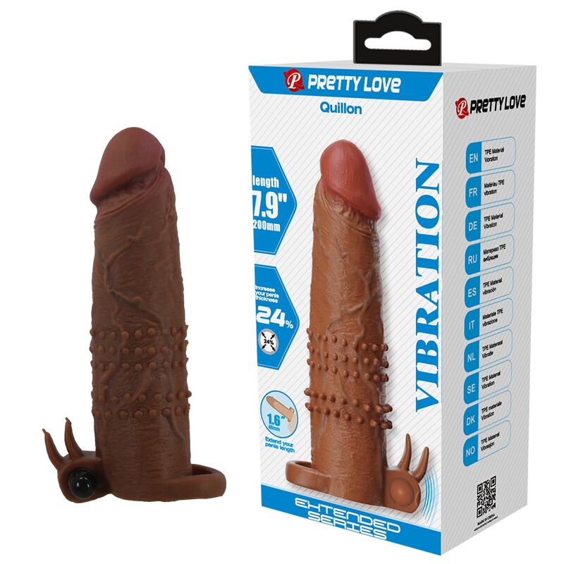Pretty Love-Quillon Guaina Vibratore per Pene 20 cm Marrone