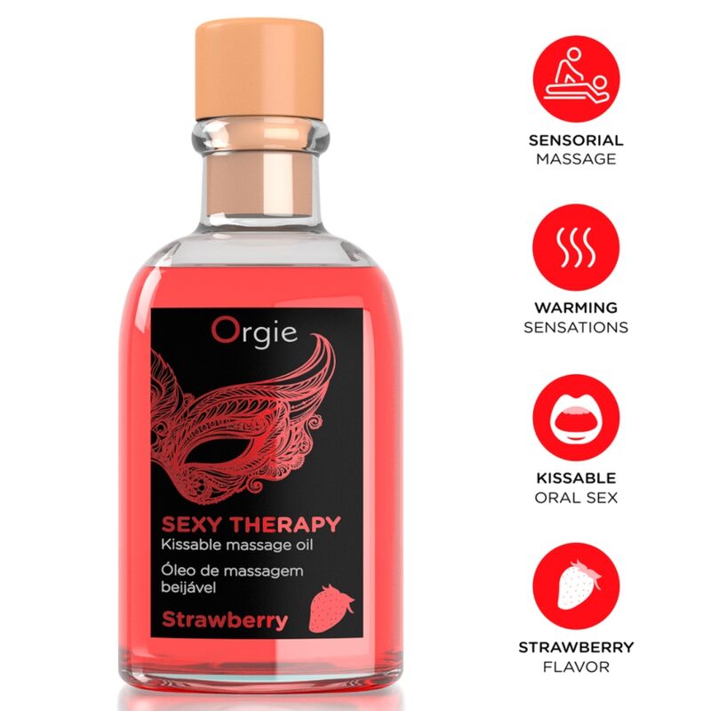 Orgie-Lips Massage Set con Aroma di Fragola 100 ml