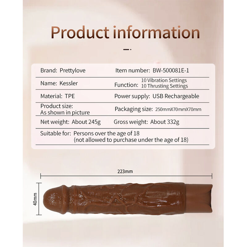 Pretty Love-Kessler Dildo Realist Vibrator 22 cm Marrone 10 Pretty Love-Kessler Dildo Realist Vibrator 22 cm Marrone · Dildo & Stimolatori (imaginea 10)