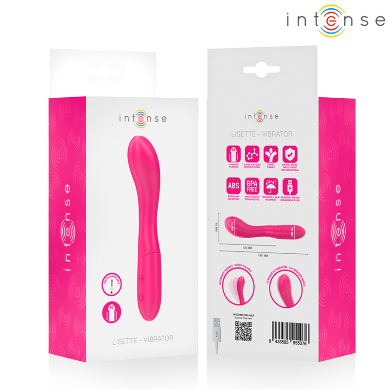Intense-Lisette Vibratore 19 cm Flessibile 10 Vibrazioni Rosa-Silicone