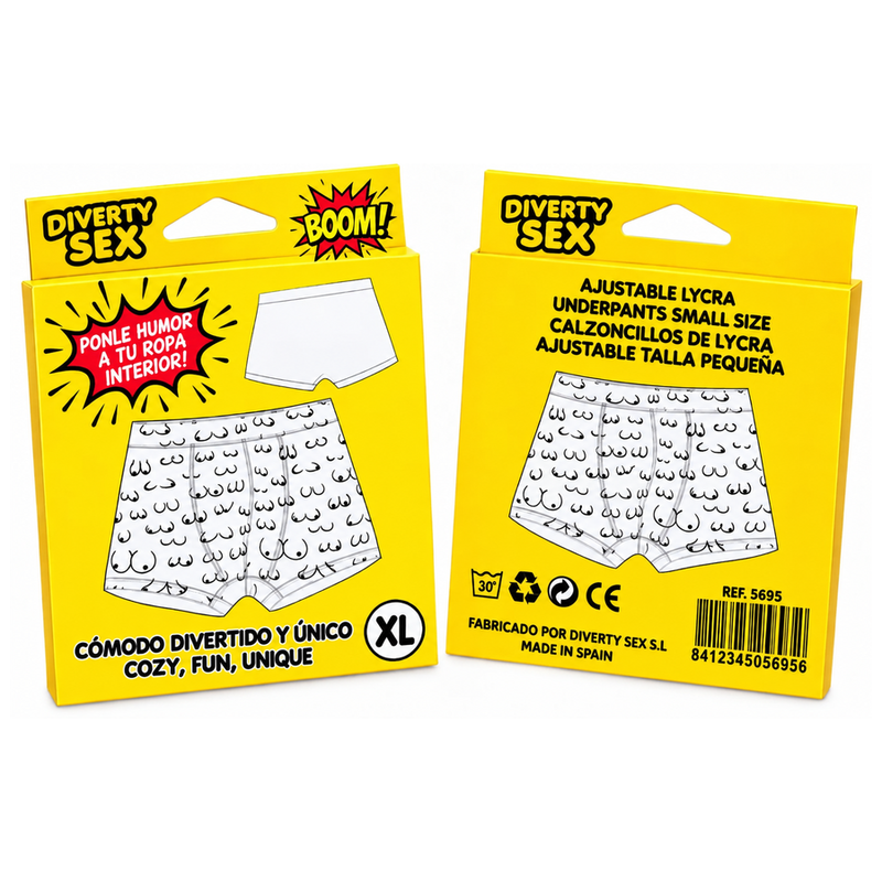 Diablo Picante-Boxer con Stampa Tette Taglia L