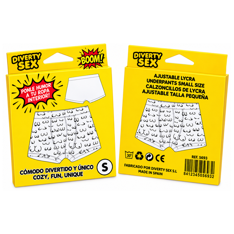 Diablo Picante-Boxer con Stampa Tette Taglia S