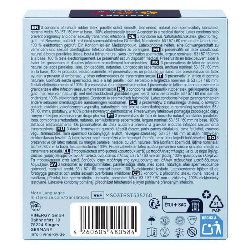 Mister Size-Preservativo di prova 53-57-60mm 3 Pezzi · Preservativi (imaginea 4)